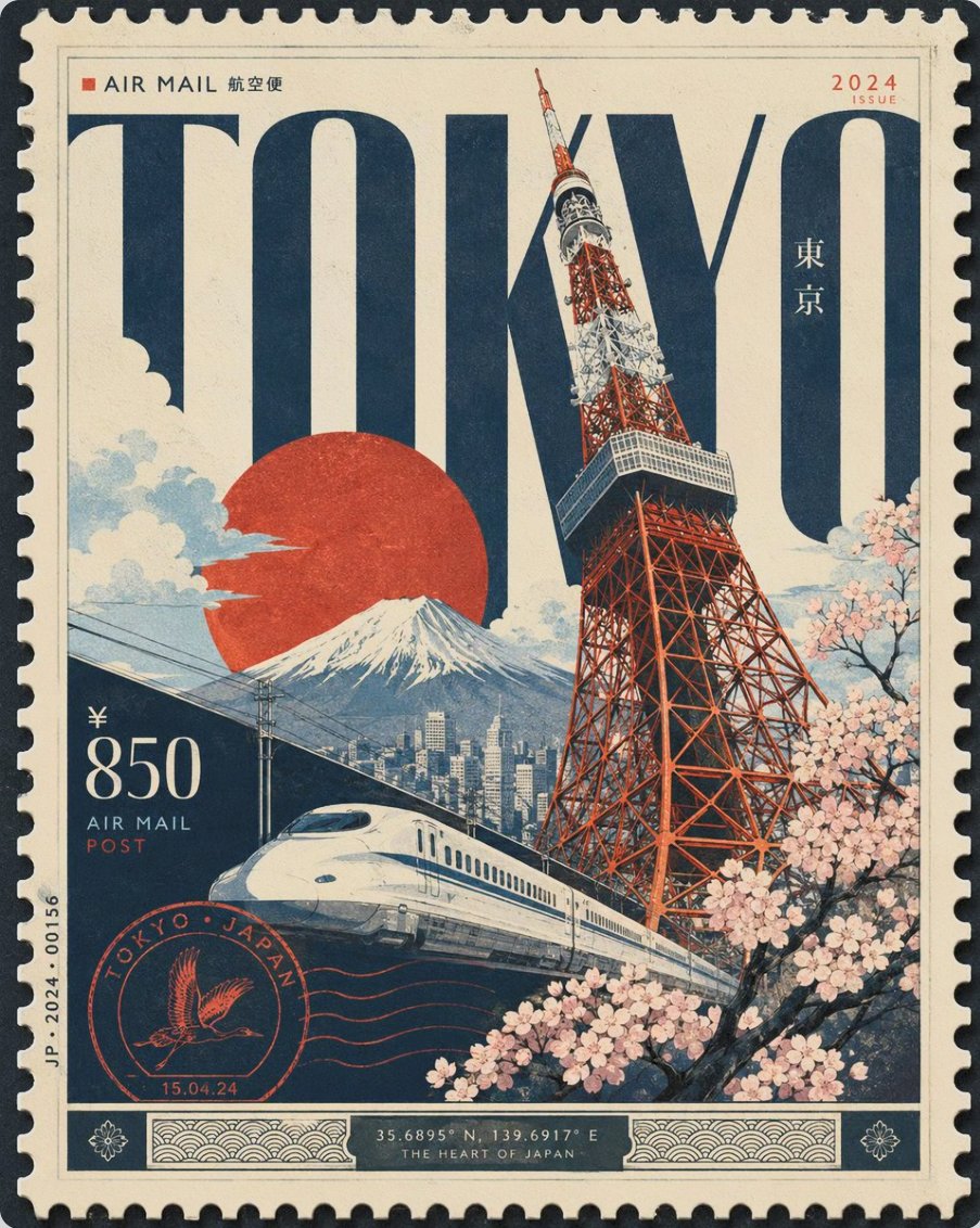 STDIO Locations world — Tokyo postcard stamp